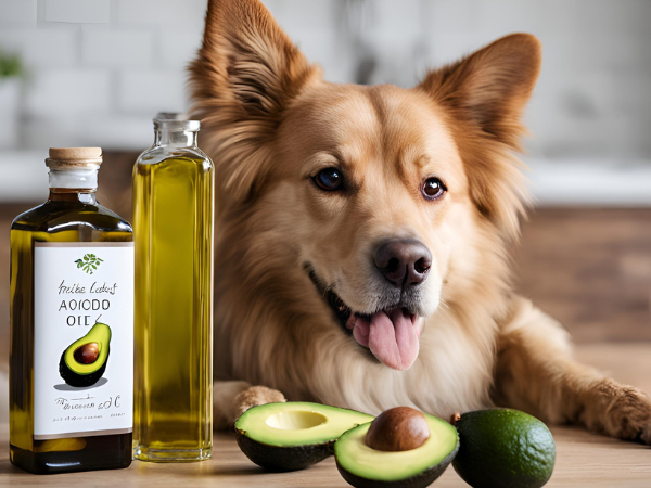 The dog looks at Avocado Oil photo 1